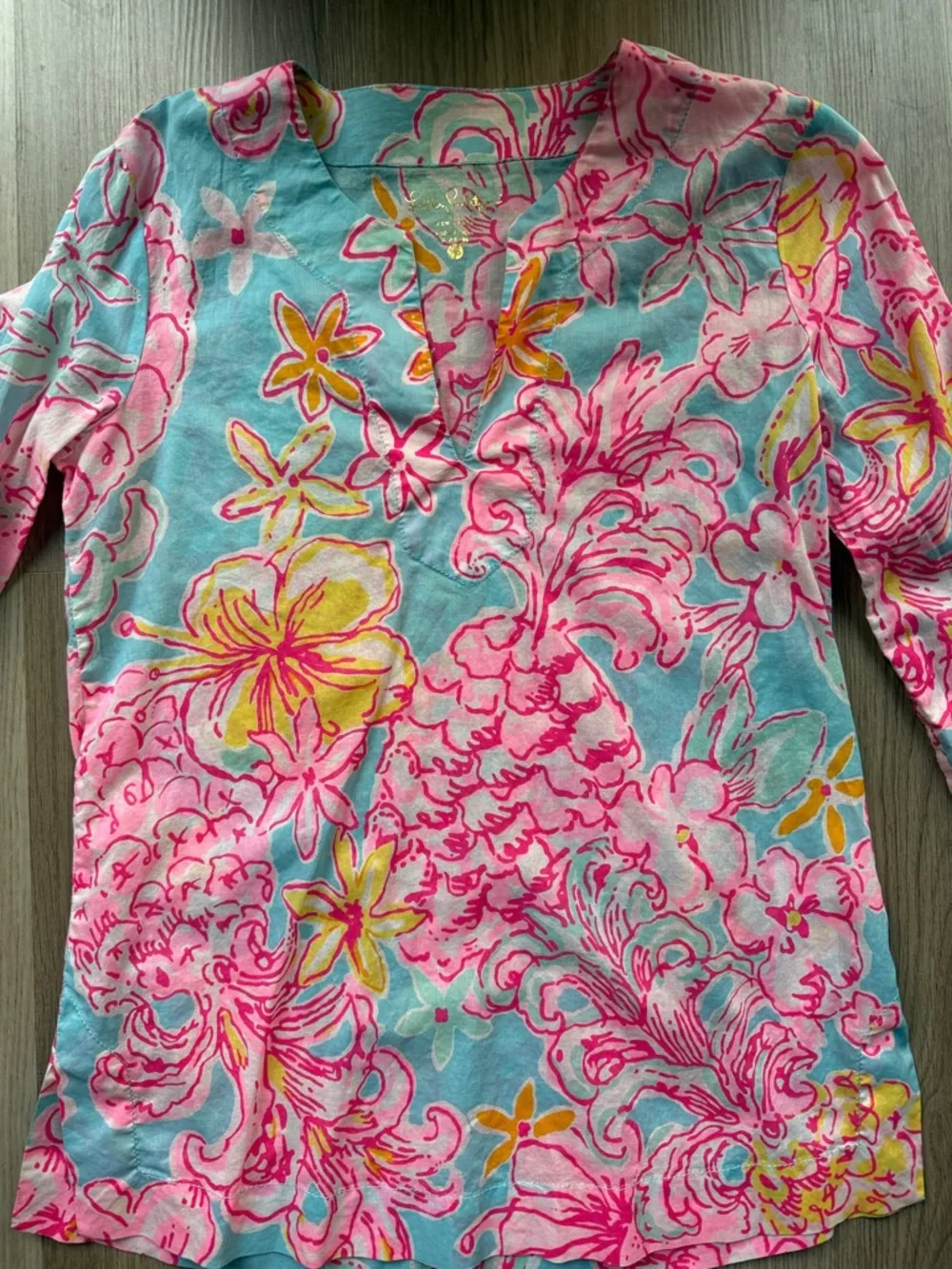 Lilly Pulitzer Pink, Blue & Yellow Floral Long-Sleeve Tee - Picture 3 of 4